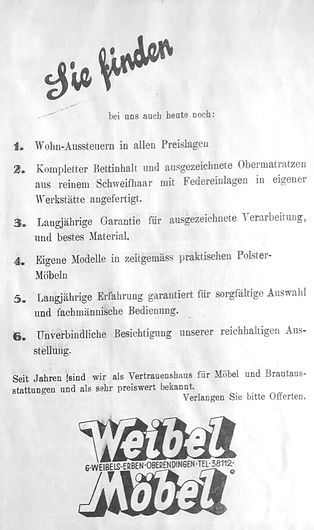 Werbeanzeige für Damenmode von Weibel in Endingen