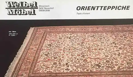 Werbung für Orientteppiche von Weibel Möbel