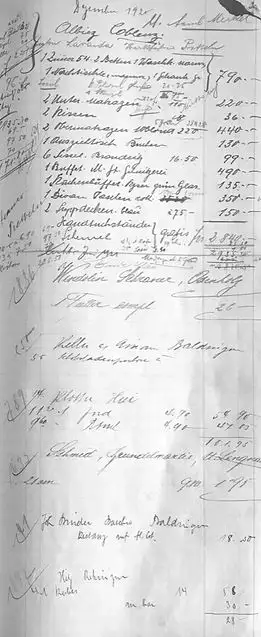 Auftragsbuch von Weibel Möbel aus dem Jahr 1921