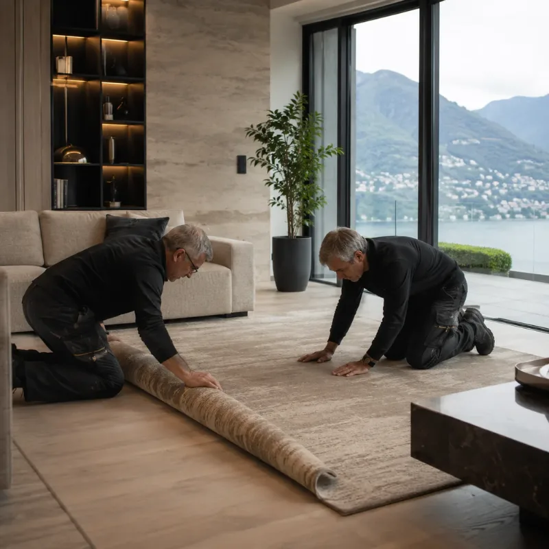 Montage eines Sofas in einem modernen Wohnraum