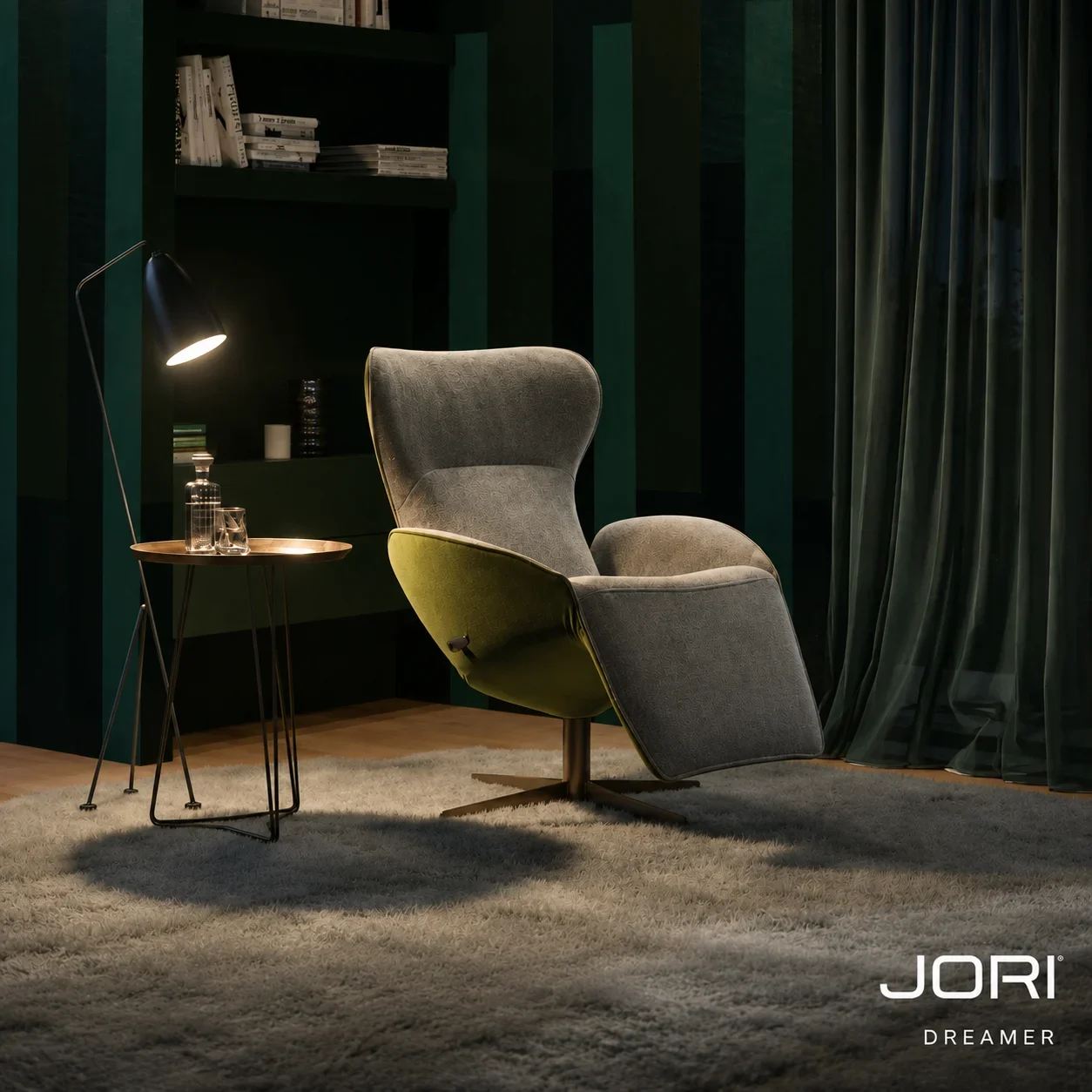 Moderner Lounge-Sessel mit Fußhocker von JORI