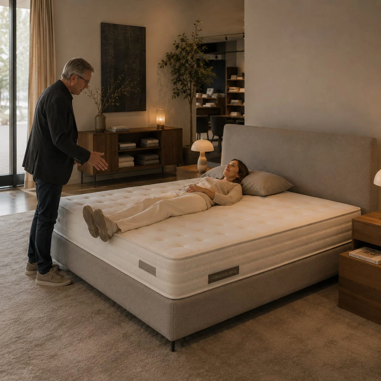 Beratung zur Schlafzimmergestaltung mit Bett und Einrichtung