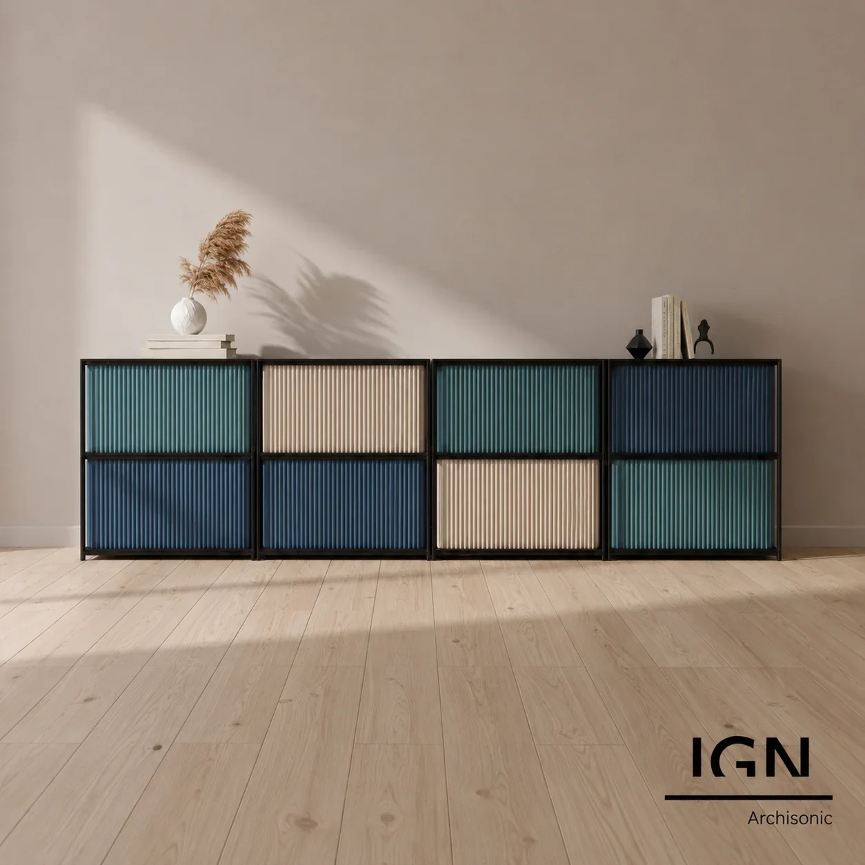 Design-Sideboard mit farbigen Fronten von IGN